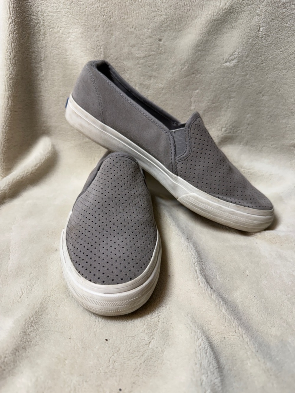 Keds Women's Slip-On Perforated Suede Sneakers - Gray